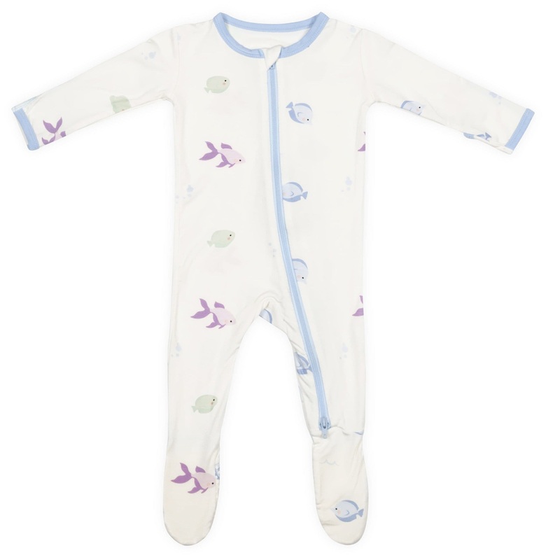 Blue Fish Zippered Footie