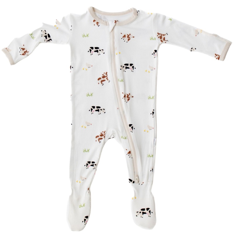 Cow Zippered Footie