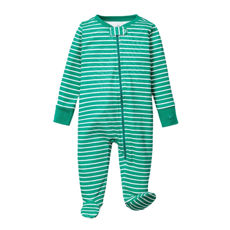 Baby’s Pima Romper in Green Stripe