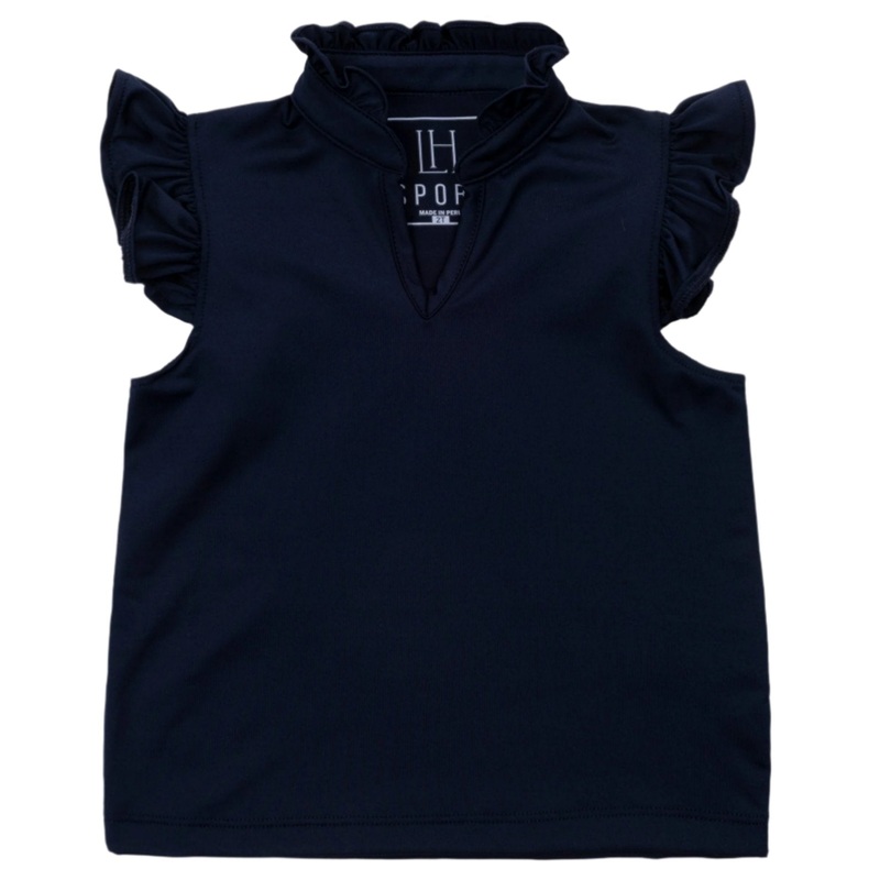 Ellie Girls’ Sleeveless Ruffled Top by LH Sport – Navy