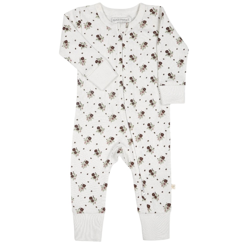 Organic 2-Way Zip Romper – Plum Ditsy