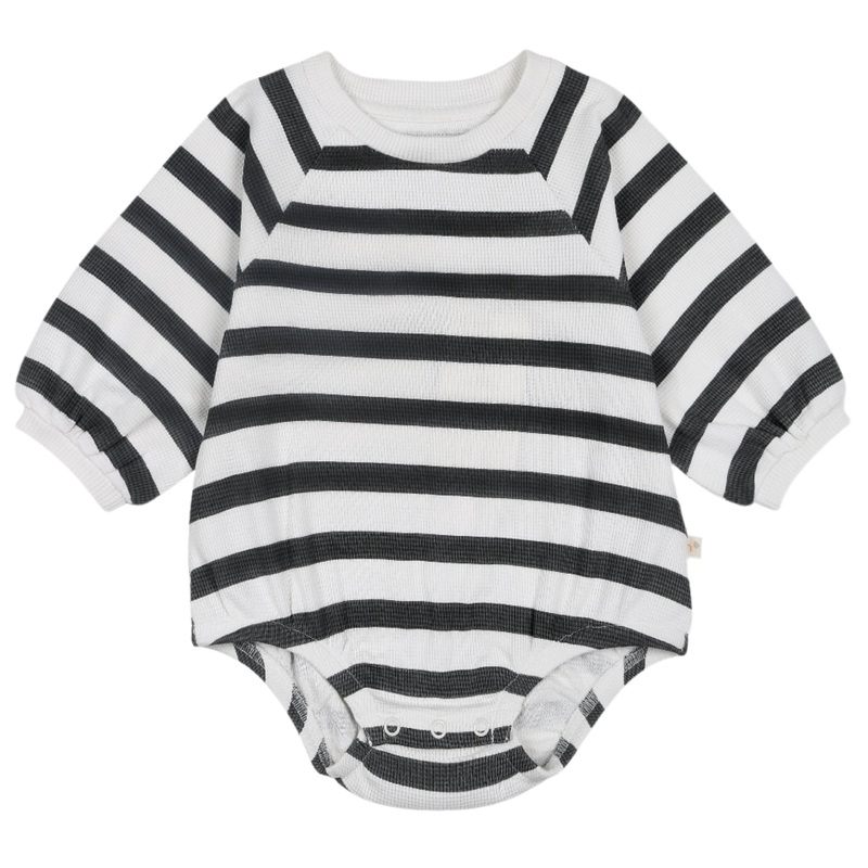 Organic Bubble Romper – Slate Stripes