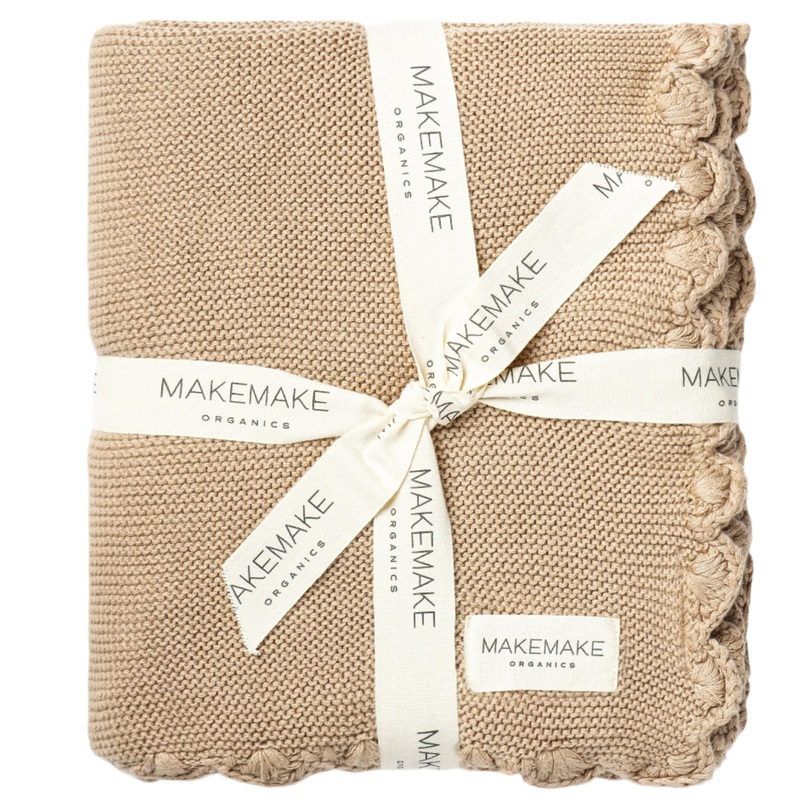 Organic Cotton Scalloped Baby Blanket – Sand