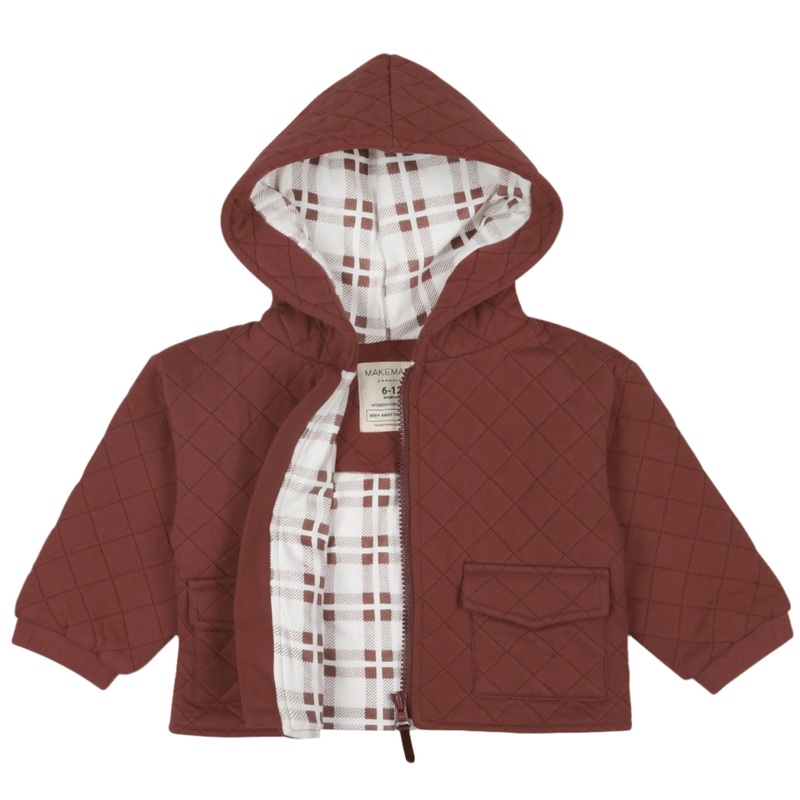 Organic Quilted Hooded Jacket – Plum