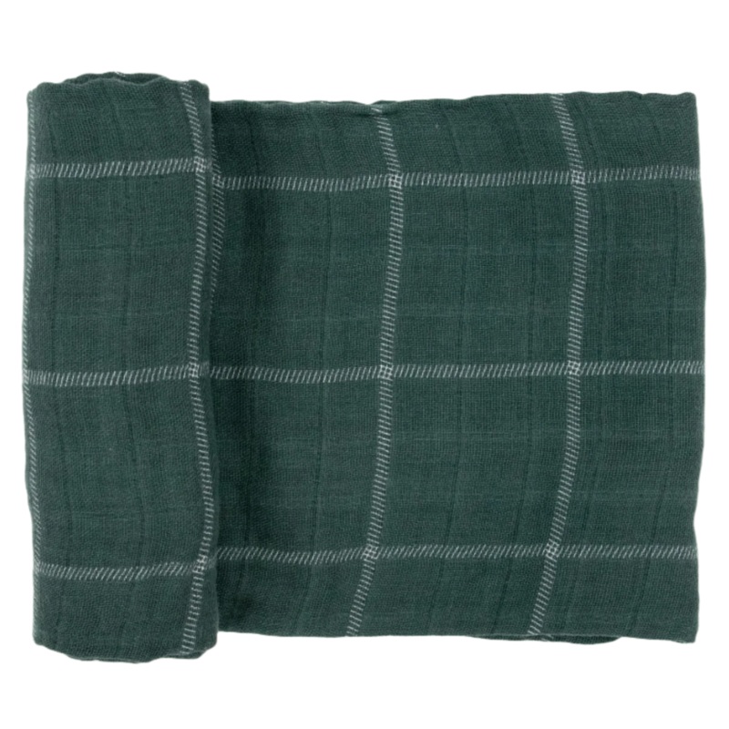 Cotton Muslin Swaddle Blanket – Evergreen Plaid