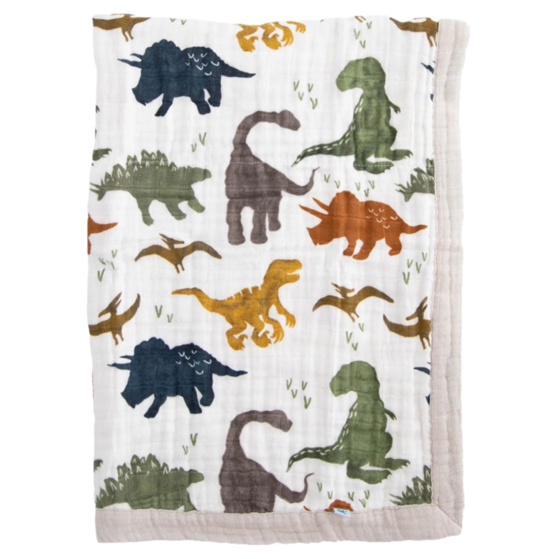 Cotton Muslin Baby Quilt – Dino Friends