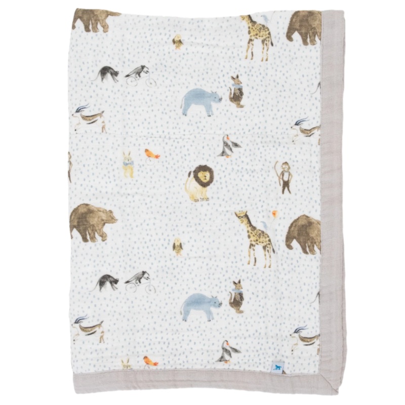 Cotton Muslin Baby Quilt – Party Animals