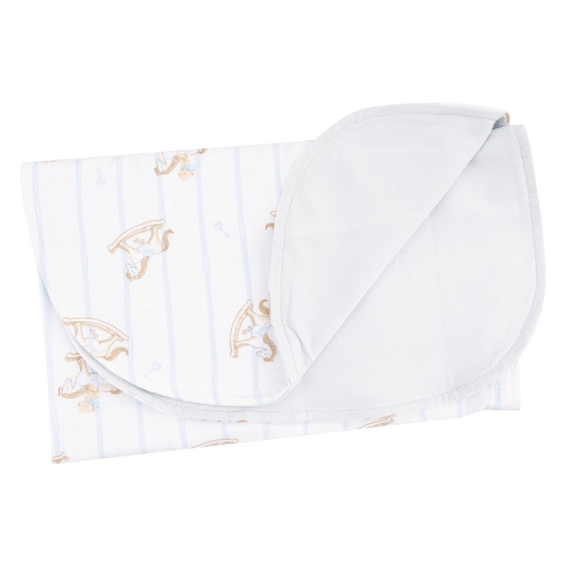 2 Ply Burp Cloth with Binding  – Vintage Rocking Horse Blue
