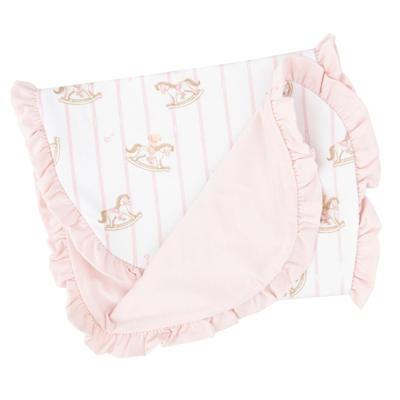 Ruffle Burp Cloth – Vintage Rocking Horse Pink