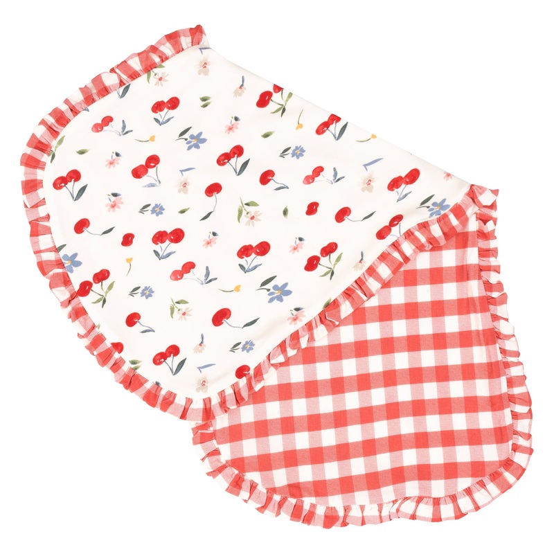 Ruffle Burp Cloth – Watercolor Cherries