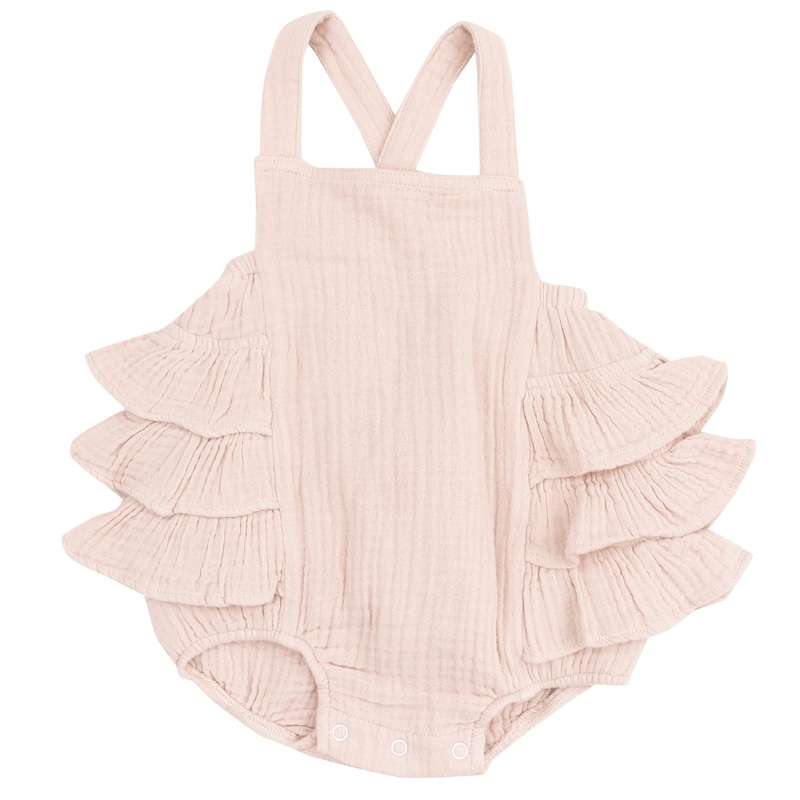 Ruffle Sunsuit – Solid Muslin Rose Smoke