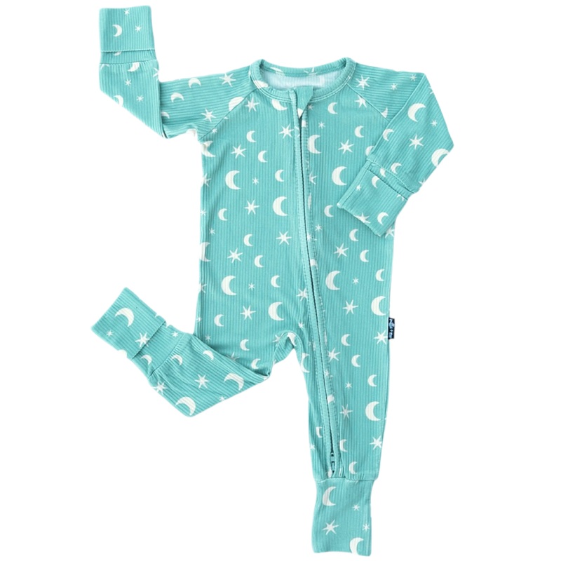 ZIP ROMPER – Moon + Stars Ribbed