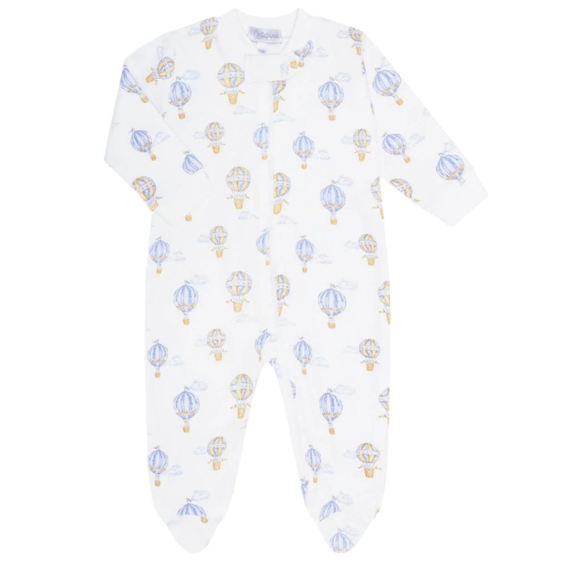 Blue Balloons Print Zipper Footie