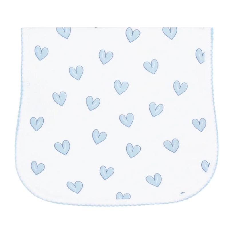 Blue Heart Print Burp Cloth
