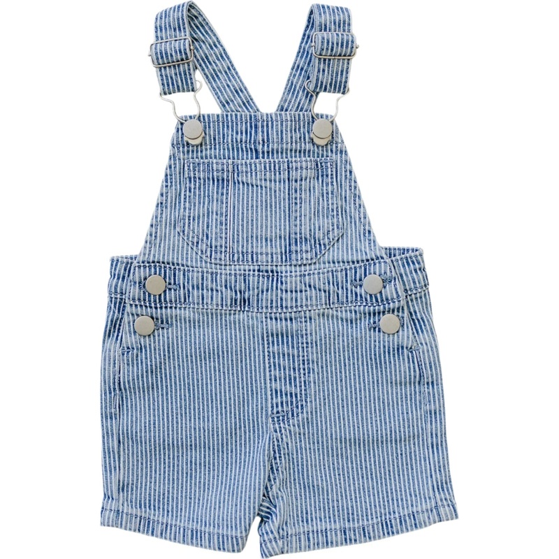 Blue Stripe Short Overalls