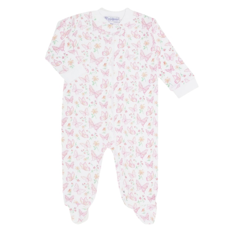 Butterflies Print Zipper Footie