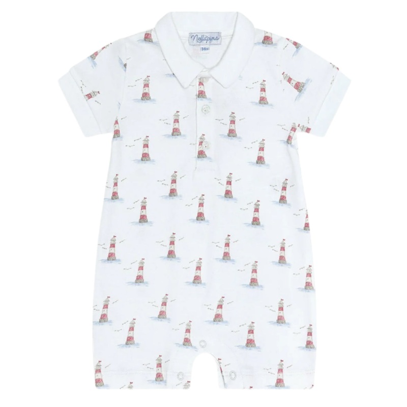 Lighthouse Print Romper Short Sleeve