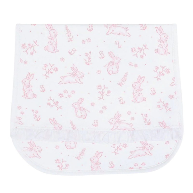 Pink Bunny Toile Burp Cloth