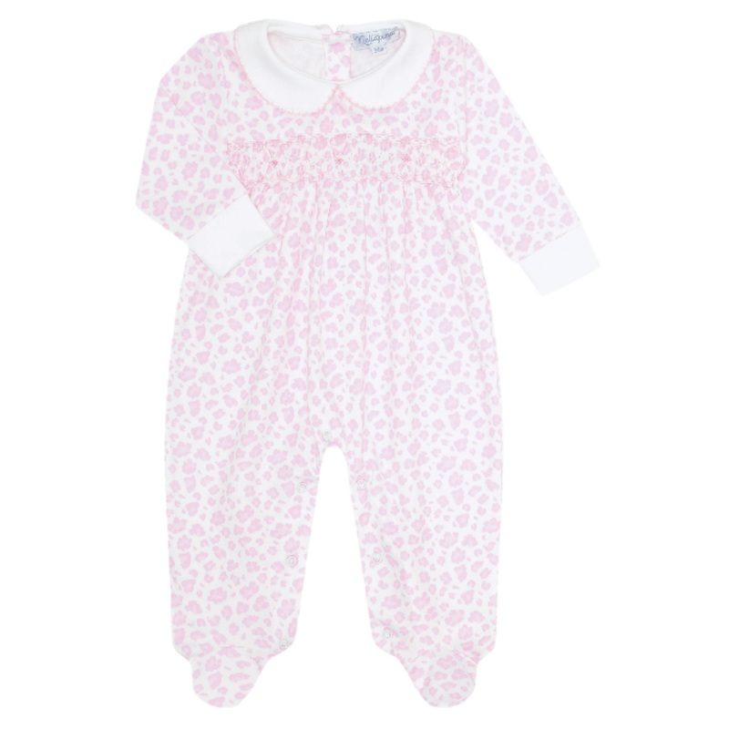 Pink Cheetah Print Smocked Footie