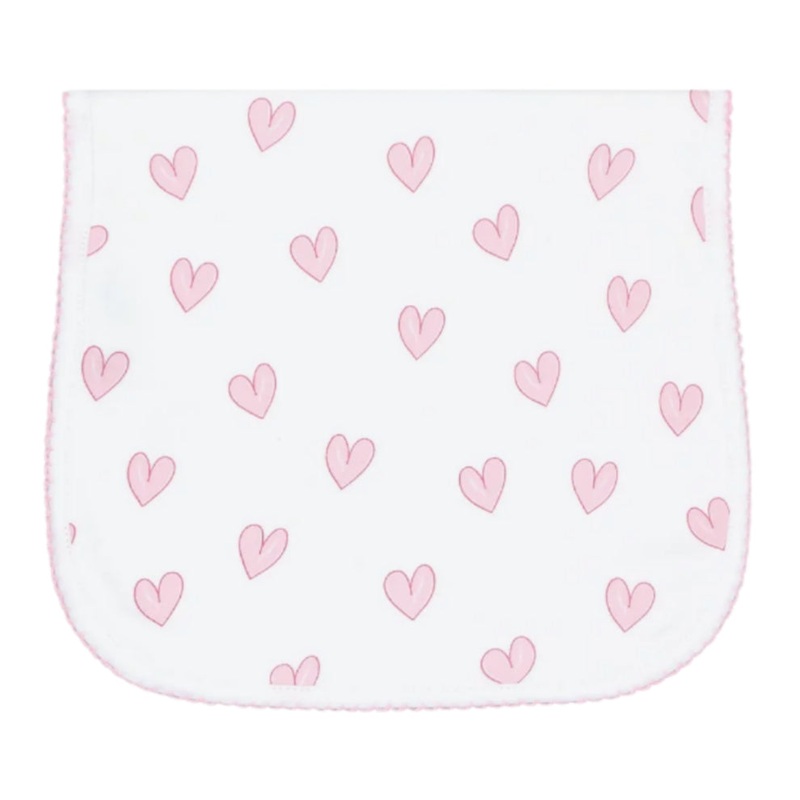 Pink Heart Print Burp Cloth