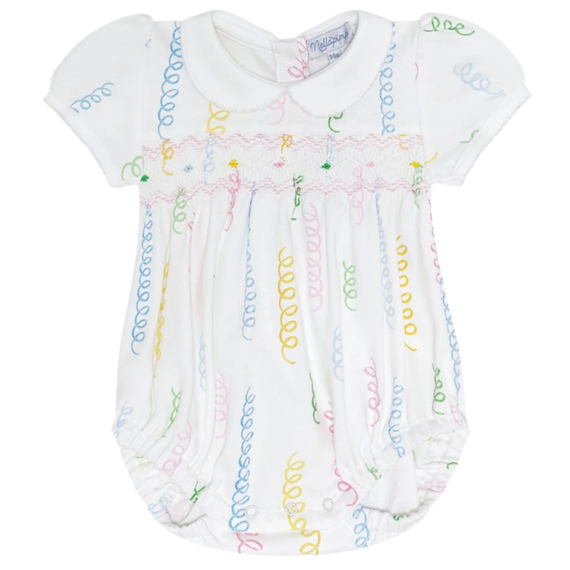 Spirals Print Smocked Bubble