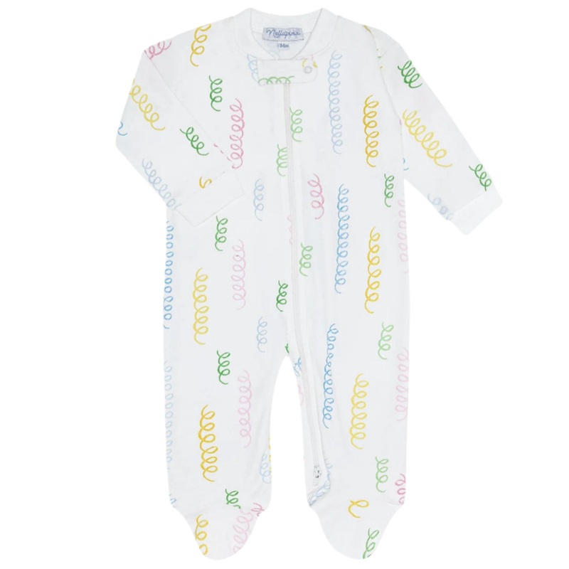 Spirals Print Zipper Footie