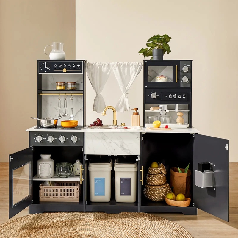Tiny Land Iconic Aqua Kitchen with Real-Flow Water System – Black