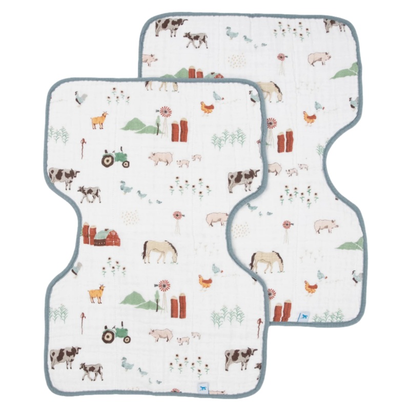 Cotton Muslin Burp Cloth 2 Pack – Farmyard