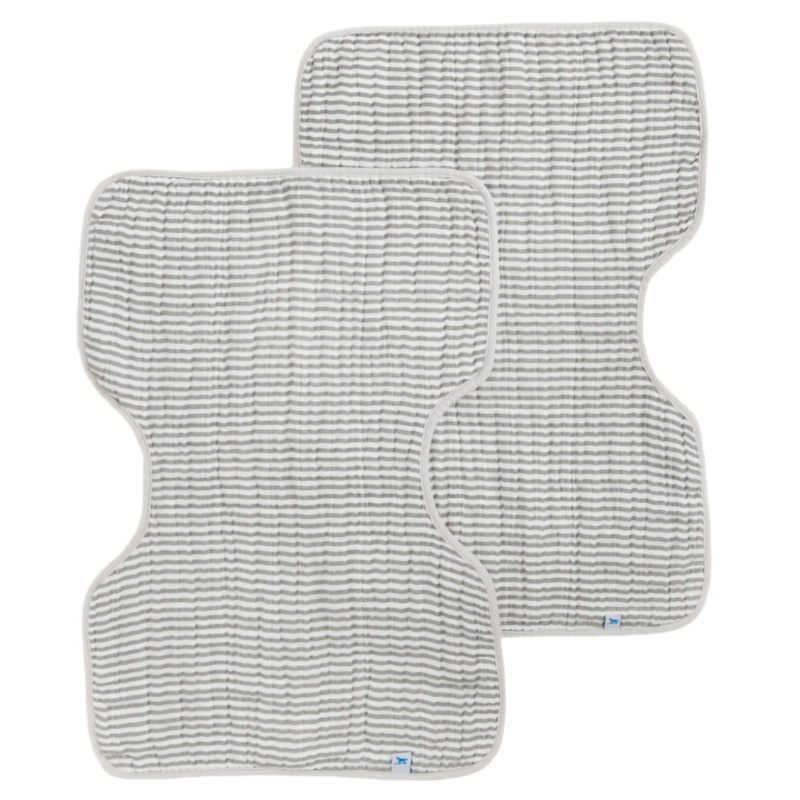 Cotton Muslin Burp Cloth 2 Pack – Grey Stripe