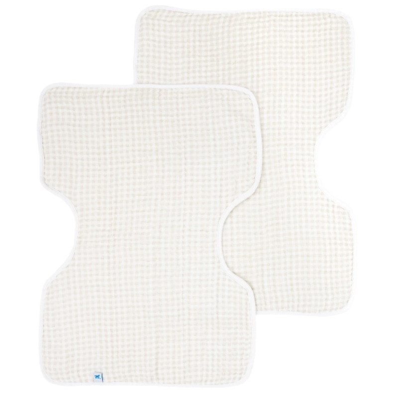 Cotton Muslin Burp Cloth 2 Pack – Tan Gingham