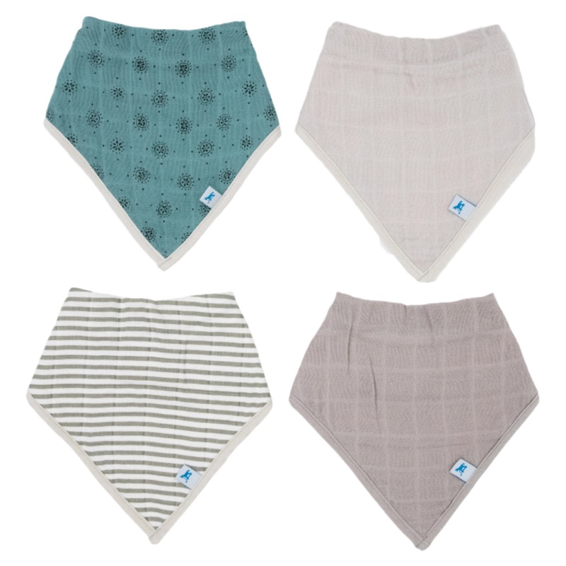 Cotton Muslin + Fleece Bandana Bib 4 Pack – Wallflower