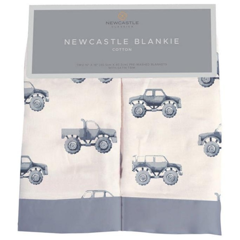 Indigo Monster Trucks Cotton Newcastle Blankie