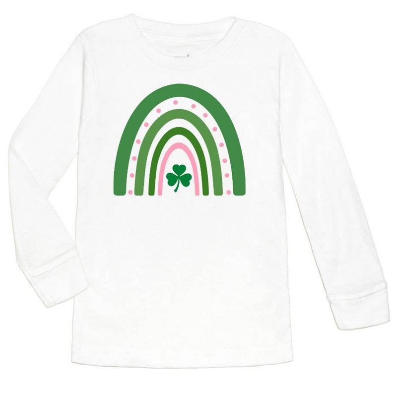 Rainbow Shamrock White Long Sleeve Shirt