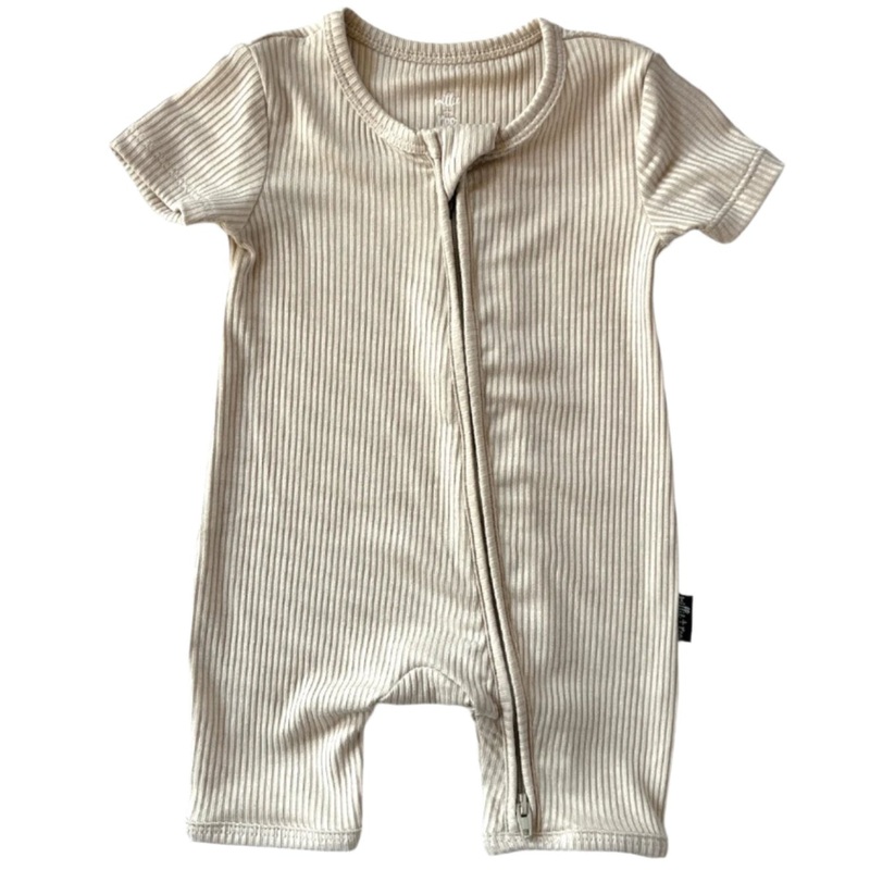 SHORTIE ZIP ROMPER – Clay Ribbed