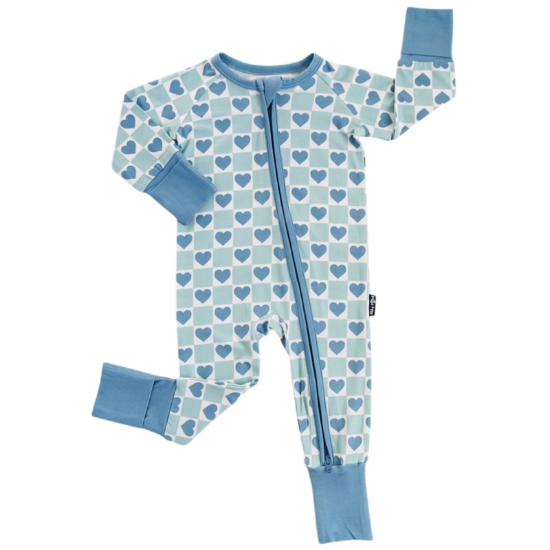 ZIP ROMPER – Blue Hearts