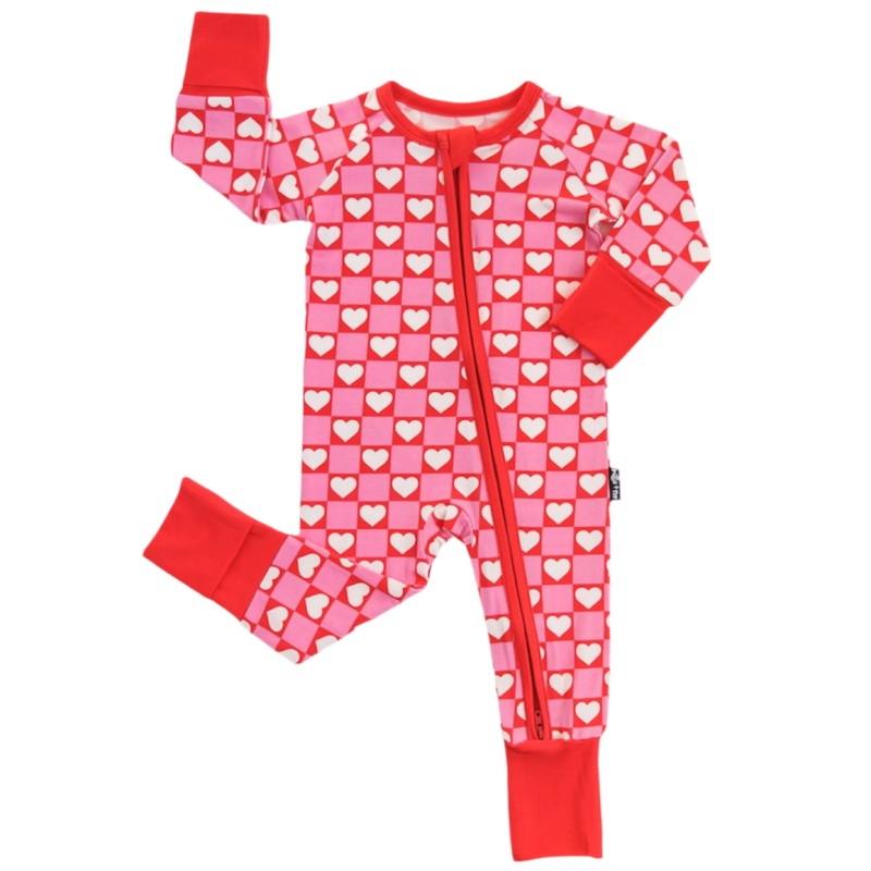 ZIP ROMPER – Red Hearts