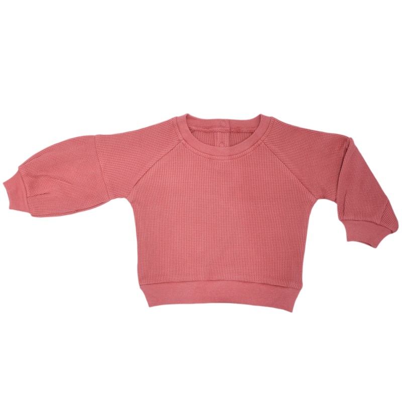 Waffle Balloon Sleeve Sweatshirt – Terra Cotta