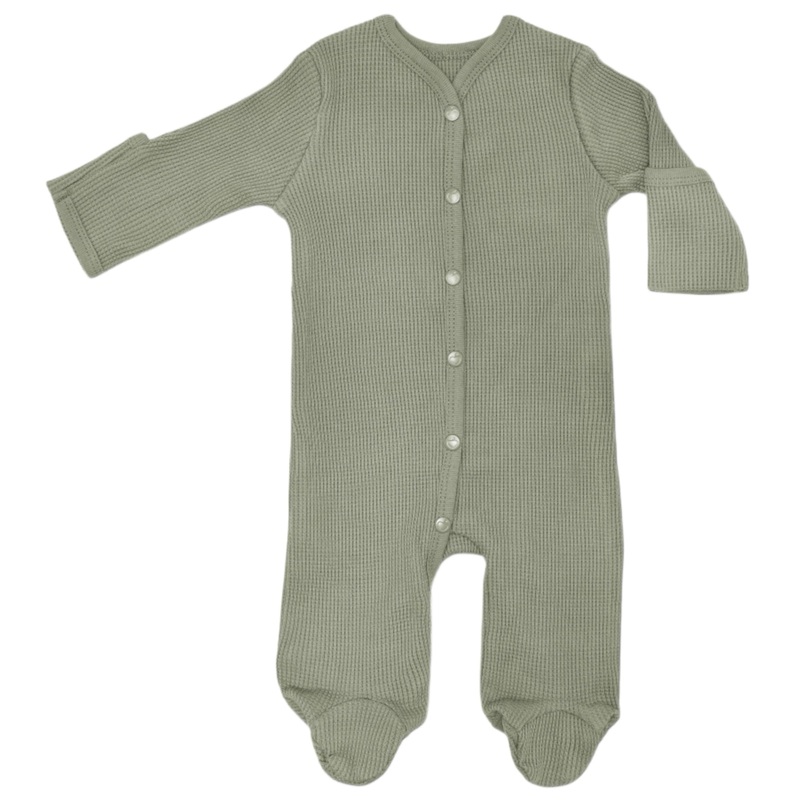 Waffle Footie – Olive Green