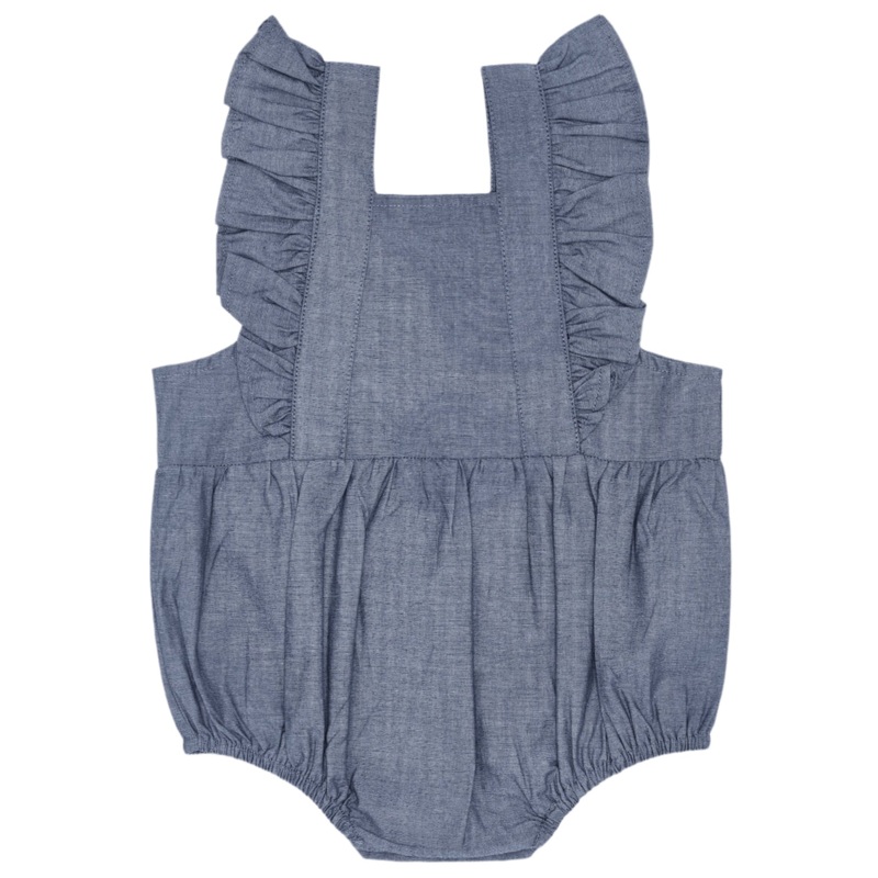Flutter Sleeve Romper – Chambray
