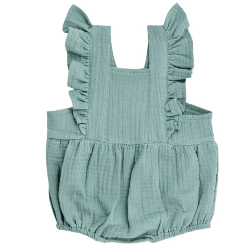 Muslin Flutter Sleeve Romper – Teal