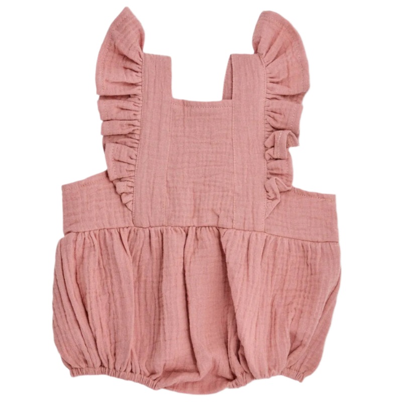 Muslin Flutter Sleeve Romper – Terra Cotta