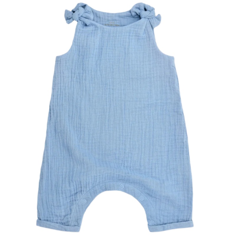 Muslin Knot Tie Overalls – Blue