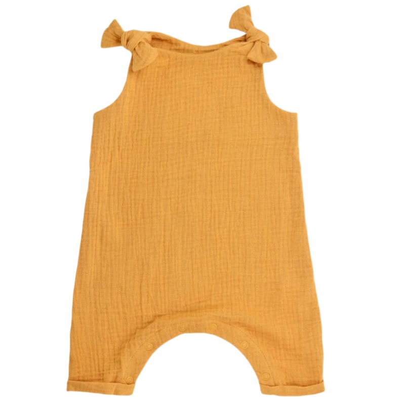 Muslin Knot Tie Overalls – Mustard