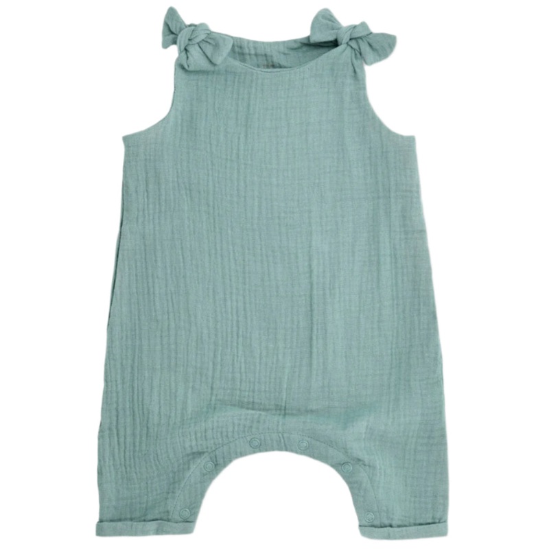 Muslin Knot Tie Overalls – Teal