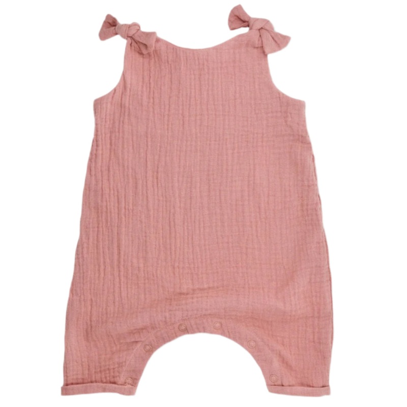 Muslin Knot Tie Overalls – Terra Cotta