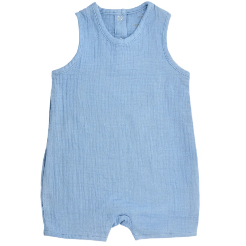 Muslin Sleeveless Coverall – Blue