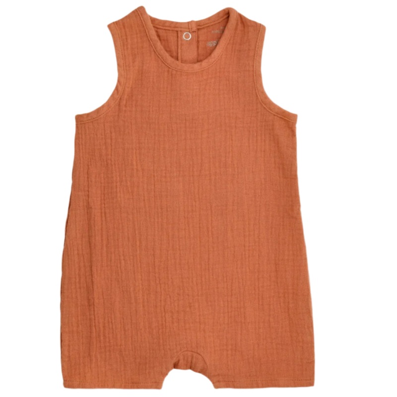 Muslin Sleeveless Coverall – Rust