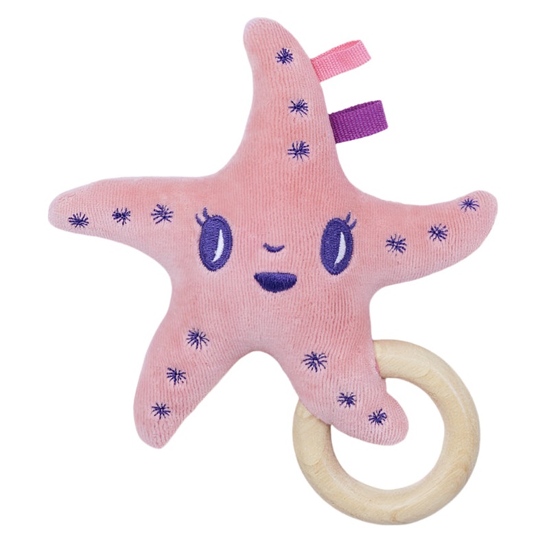 Pink Sea Star Teething Rattle