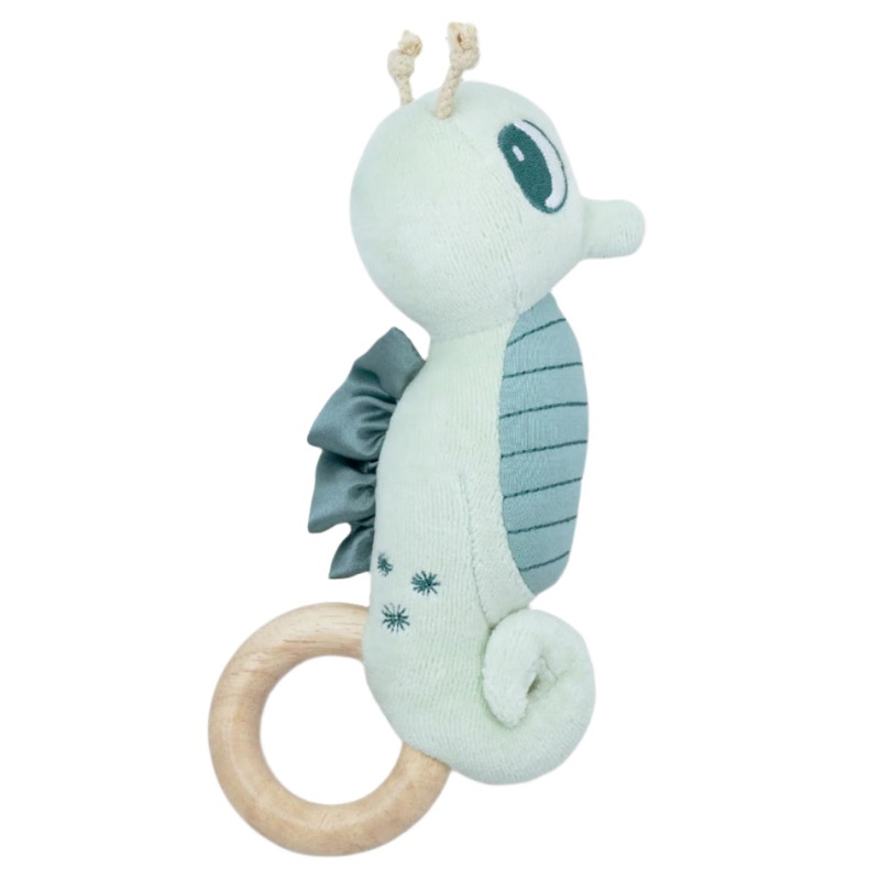 Teal Seahorse Teething Rattle