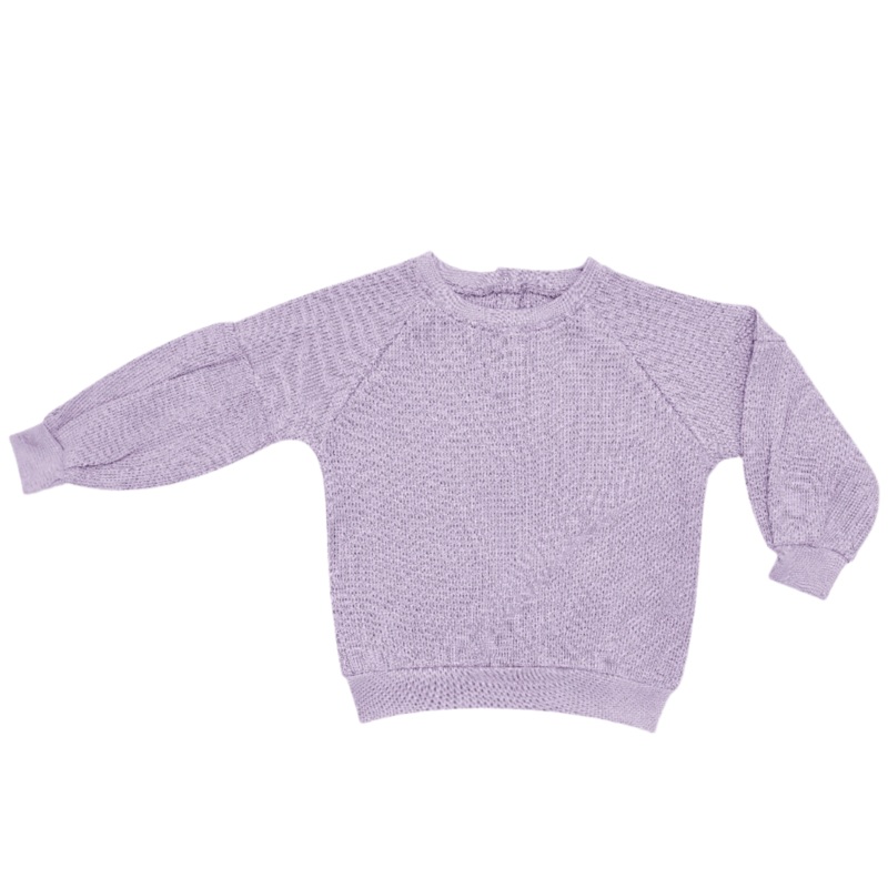 Waffle Balloon Sleeve Sweatshirt – Lavender